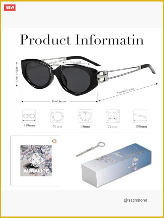 Retro Cat Eye Sunglasses UVA/UVB Protection Metal Frame